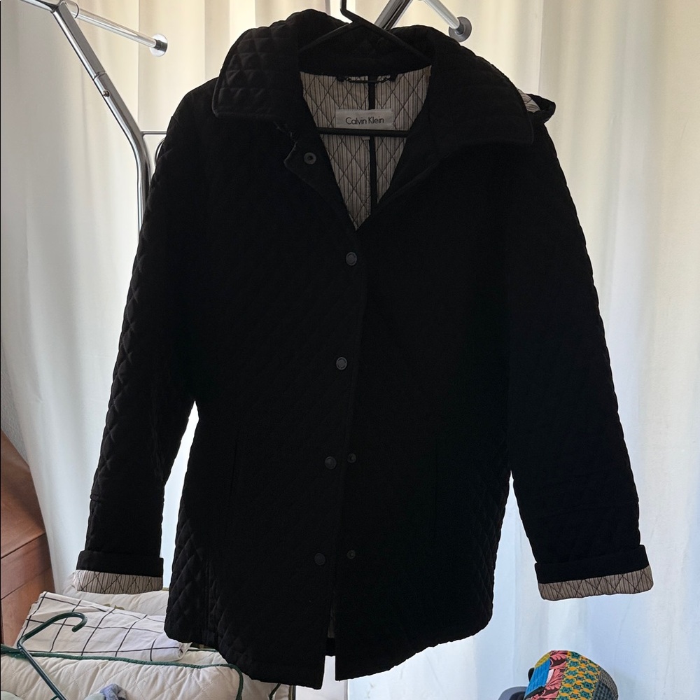 Calvin Klein Women's Black Quilted car coat